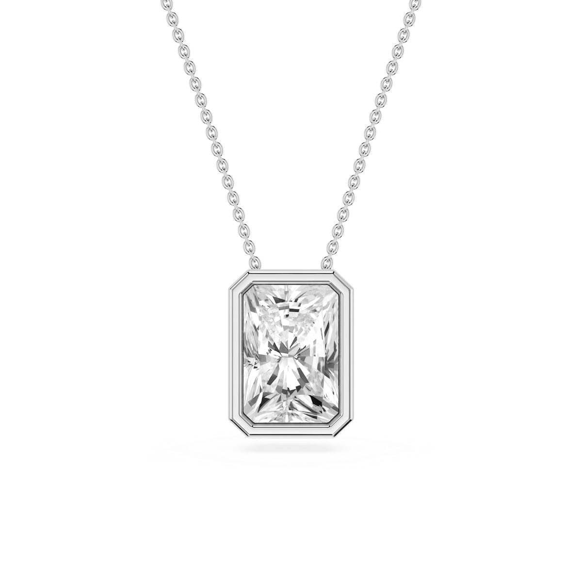 Radiant Lab Grown Diamond Bezel Solitaire Slide Pendant - 16 to 18 Inches