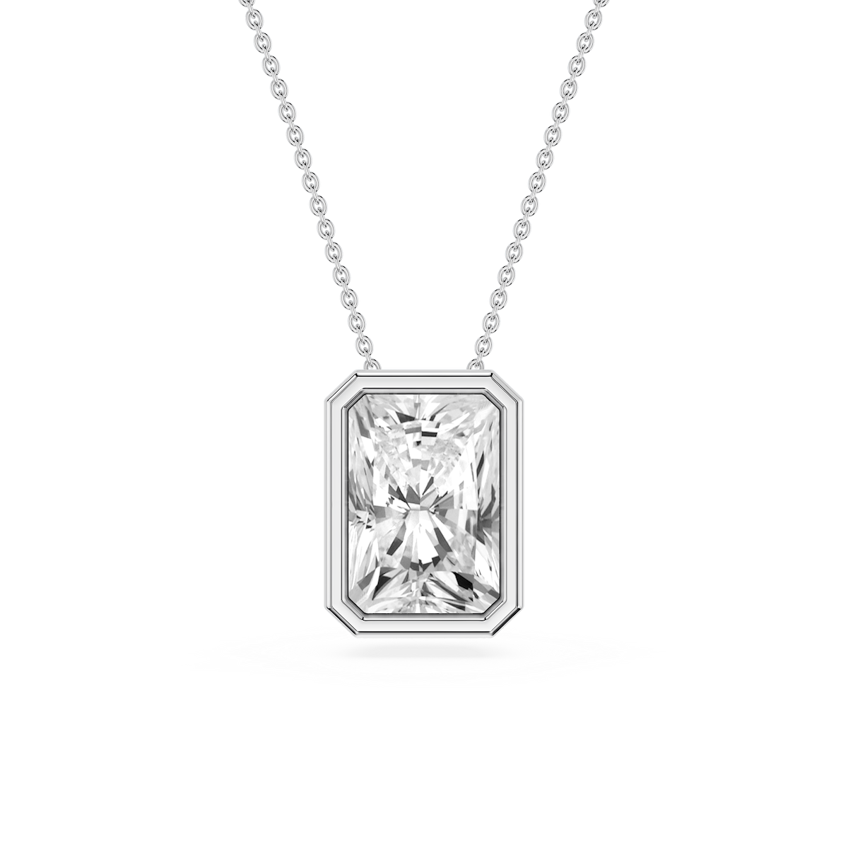 Radiant Lab Grown Diamond Bezel Solitaire Slide Pendant - 16 to 18 Inches