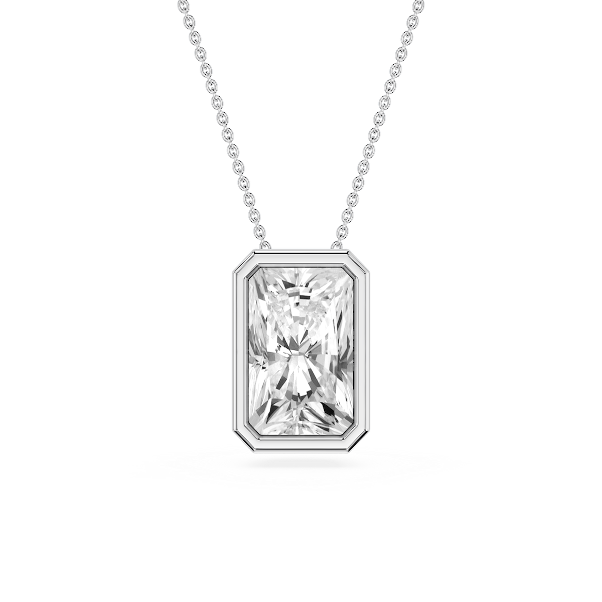 Radiant Lab Grown Diamond Bezel Solitaire Slide Pendant - 16 to 18 Inches