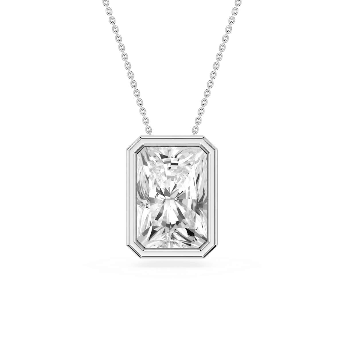 Radiant Lab Grown Diamond Bezel Solitaire Slide Pendant - 16 to 18 Inches