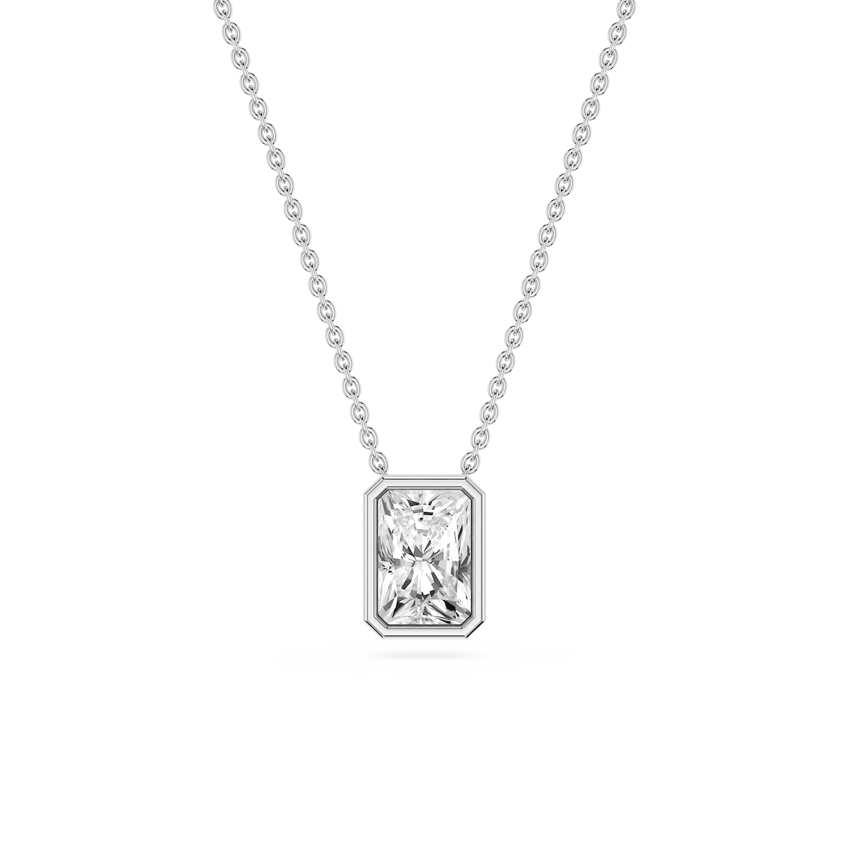 Radiant Lab Grown Diamond Bezel Solitaire Slide Pendant - 16 to 18 Inches