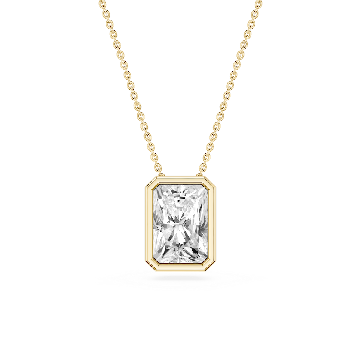 Radiant Lab Grown Diamond Bezel Solitaire Slide Pendant - 16 to 18 Inches