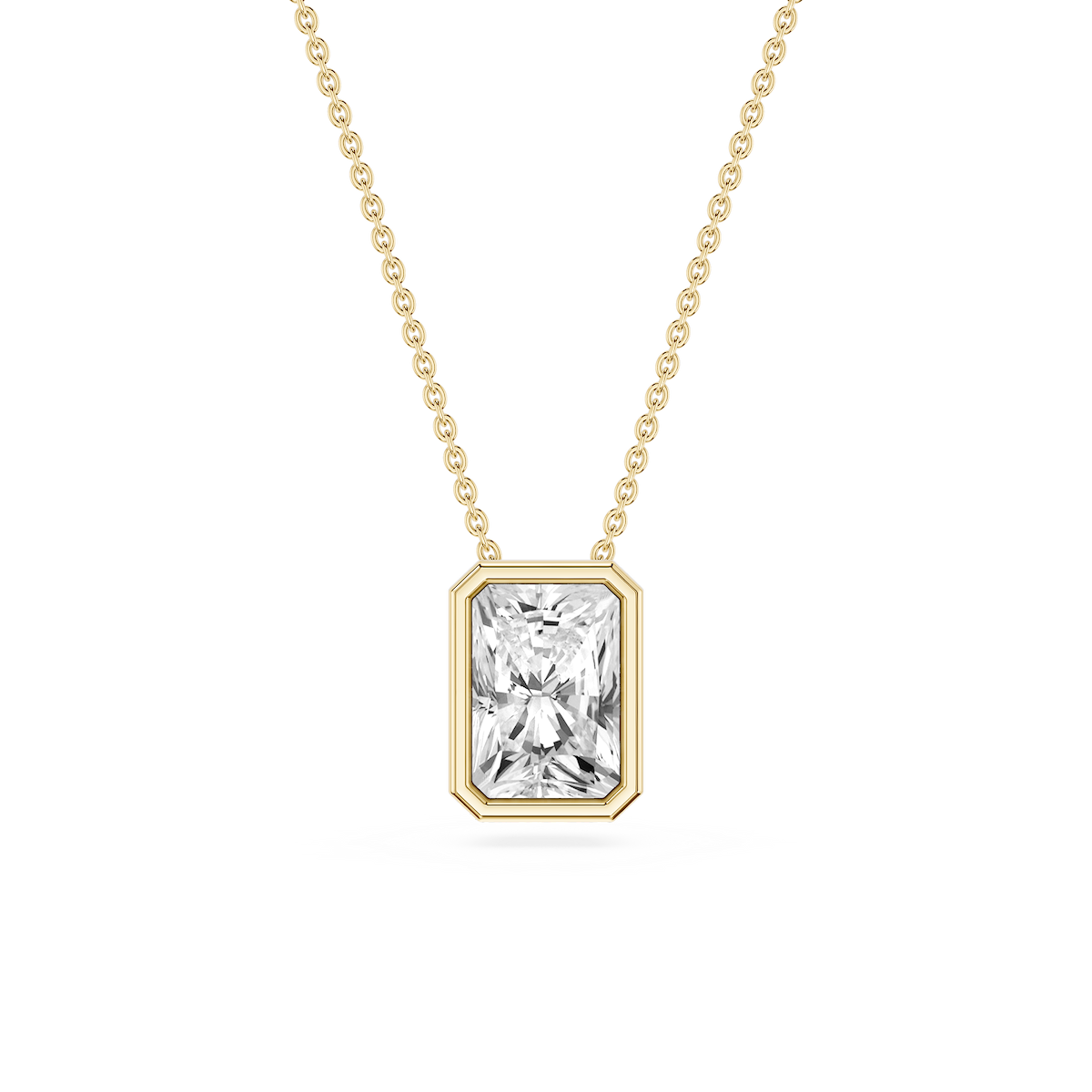 Radiant Lab Grown Diamond Bezel Solitaire Slide Pendant - 16 to 18 Inches