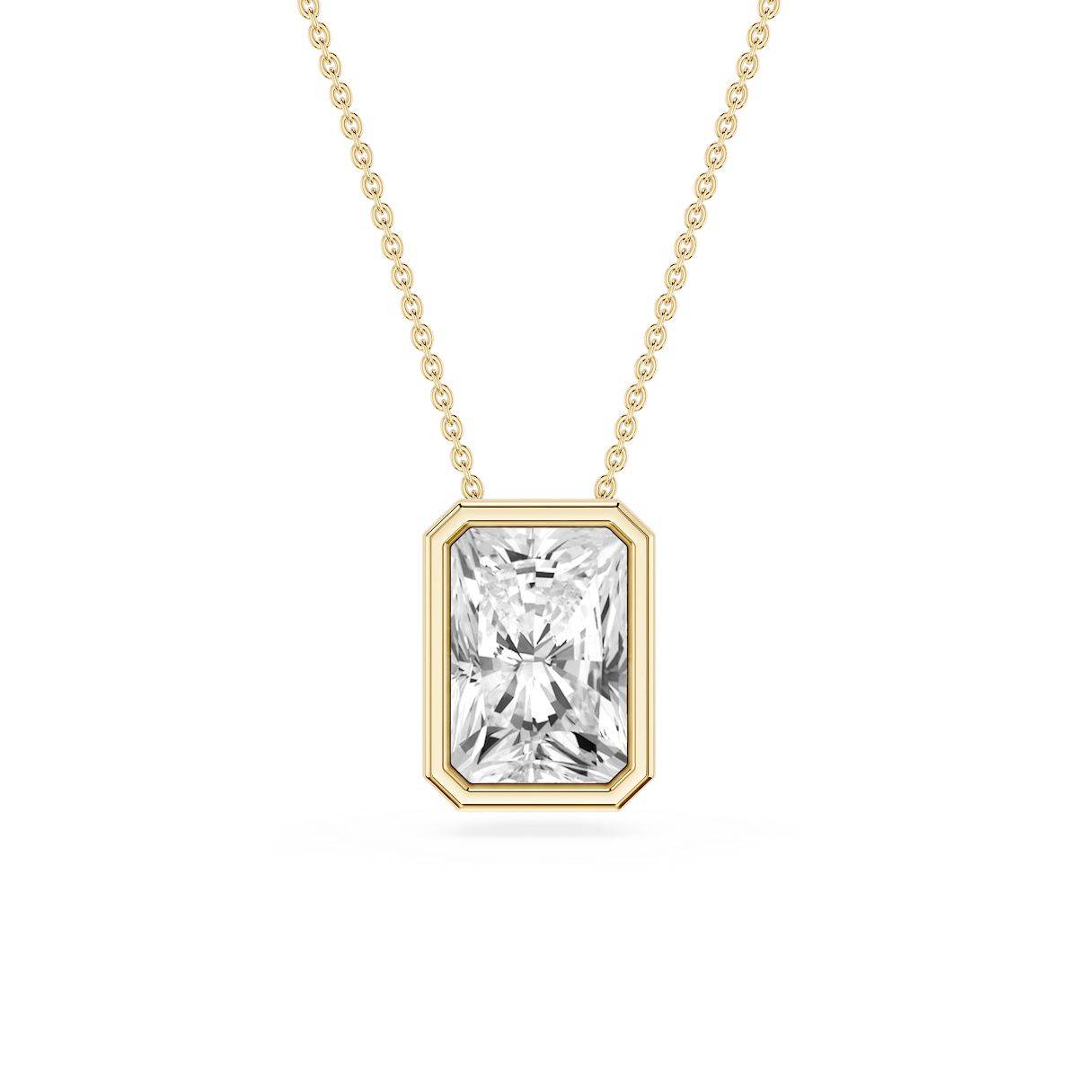 Radiant Lab Grown Diamond Bezel Solitaire Slide Pendant - 16 to 18 Inches