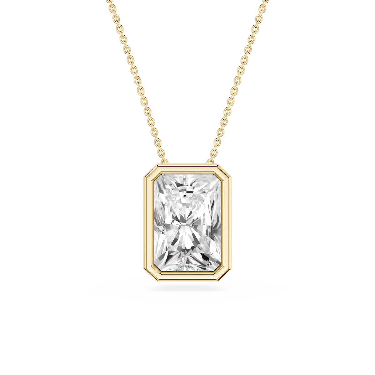 Radiant Lab Grown Diamond Bezel Solitaire Slide Pendant - 16 to 18 Inches