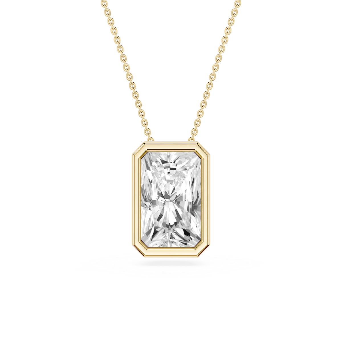 Radiant Lab Grown Diamond Bezel Solitaire Slide Pendant - 16 to 18 Inches
