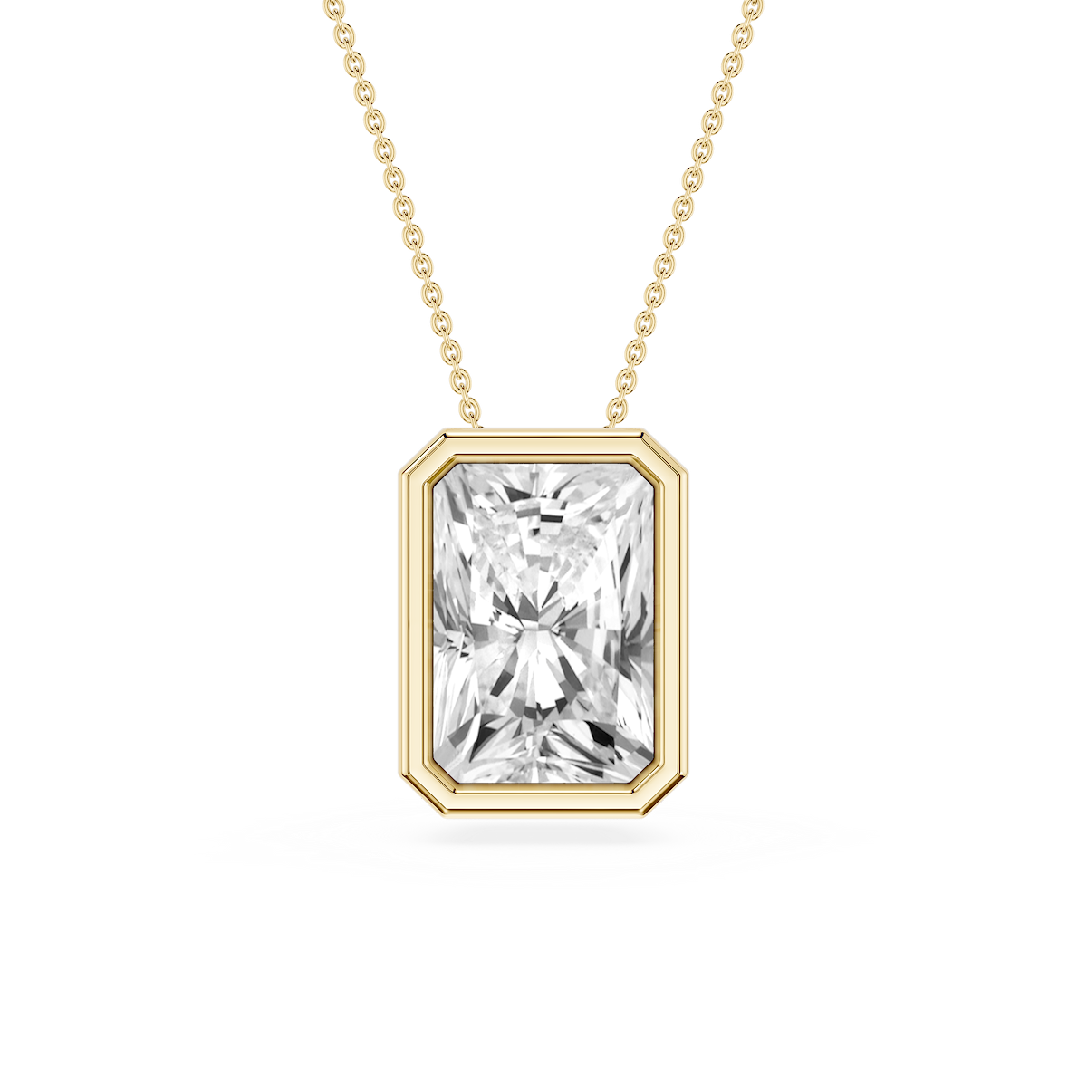 Radiant Lab Grown Diamond Bezel Solitaire Slide Pendant - 16 to 18 Inches