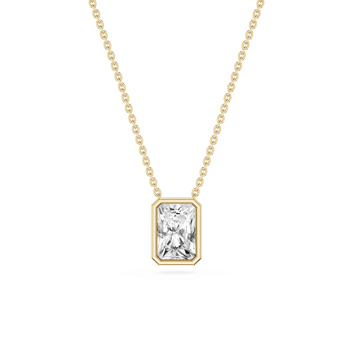 Radiant Lab Grown Diamond Bezel Solitaire Slide Pendant - 16 to 18 Inches
