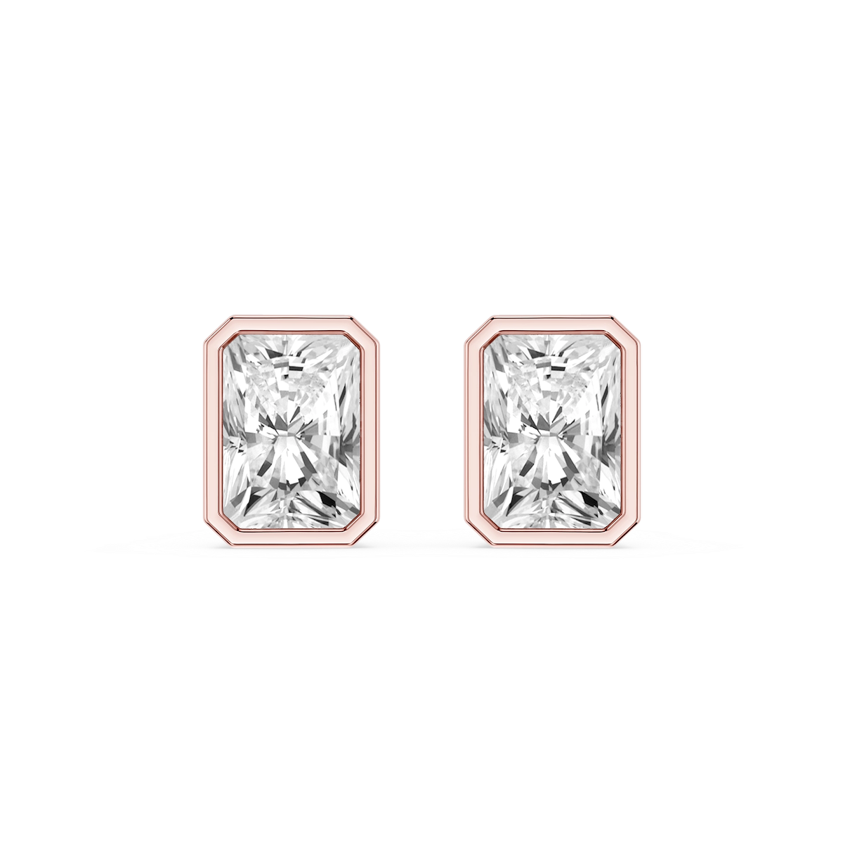 Radiant Lab Grown Diamond Bezel Set Stud Earrings