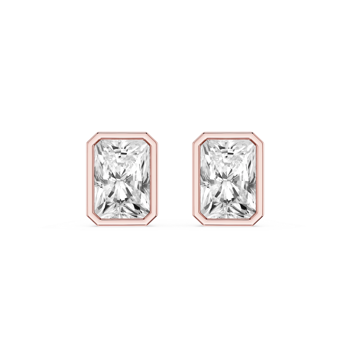 Radiant Lab Grown Diamond Bezel Set Stud Earrings