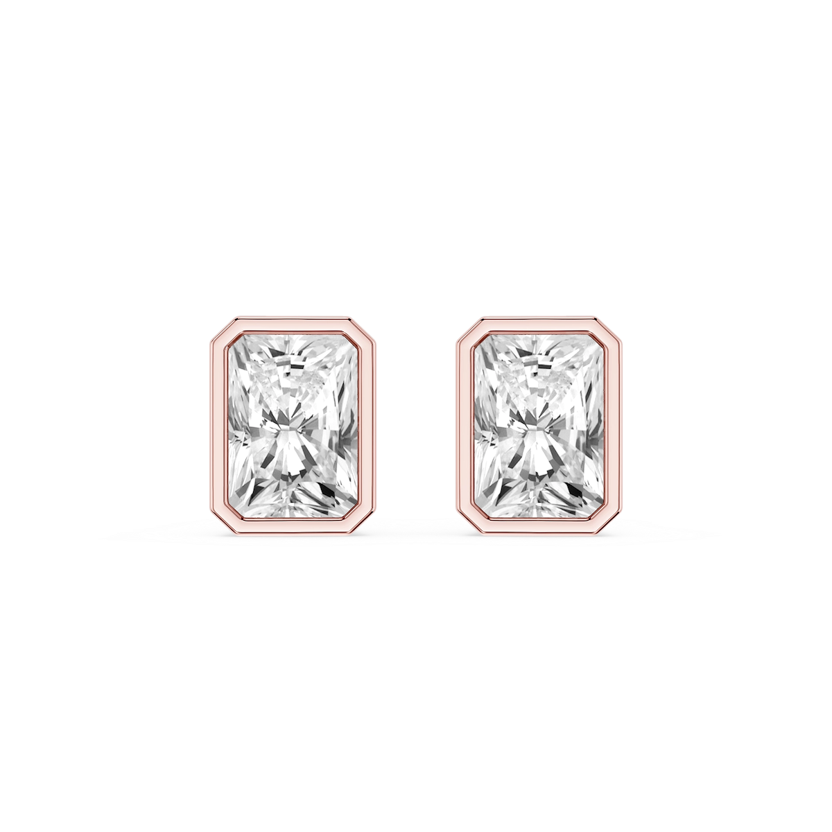 Radiant Lab Grown Diamond Bezel Set Stud Earrings