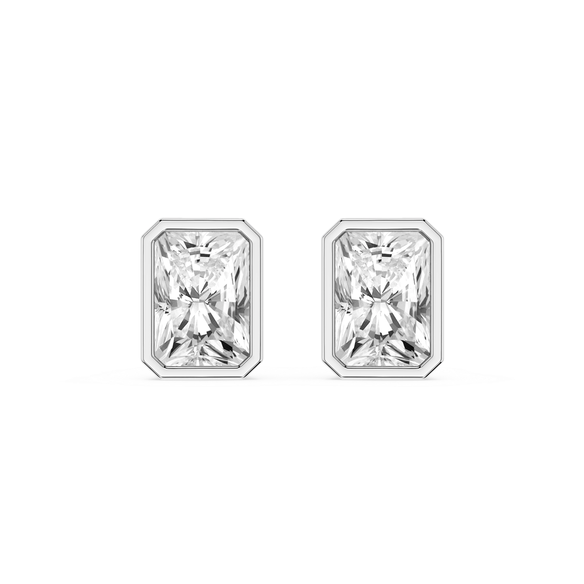 Radiant Lab Grown Diamond Bezel Set Stud Earrings