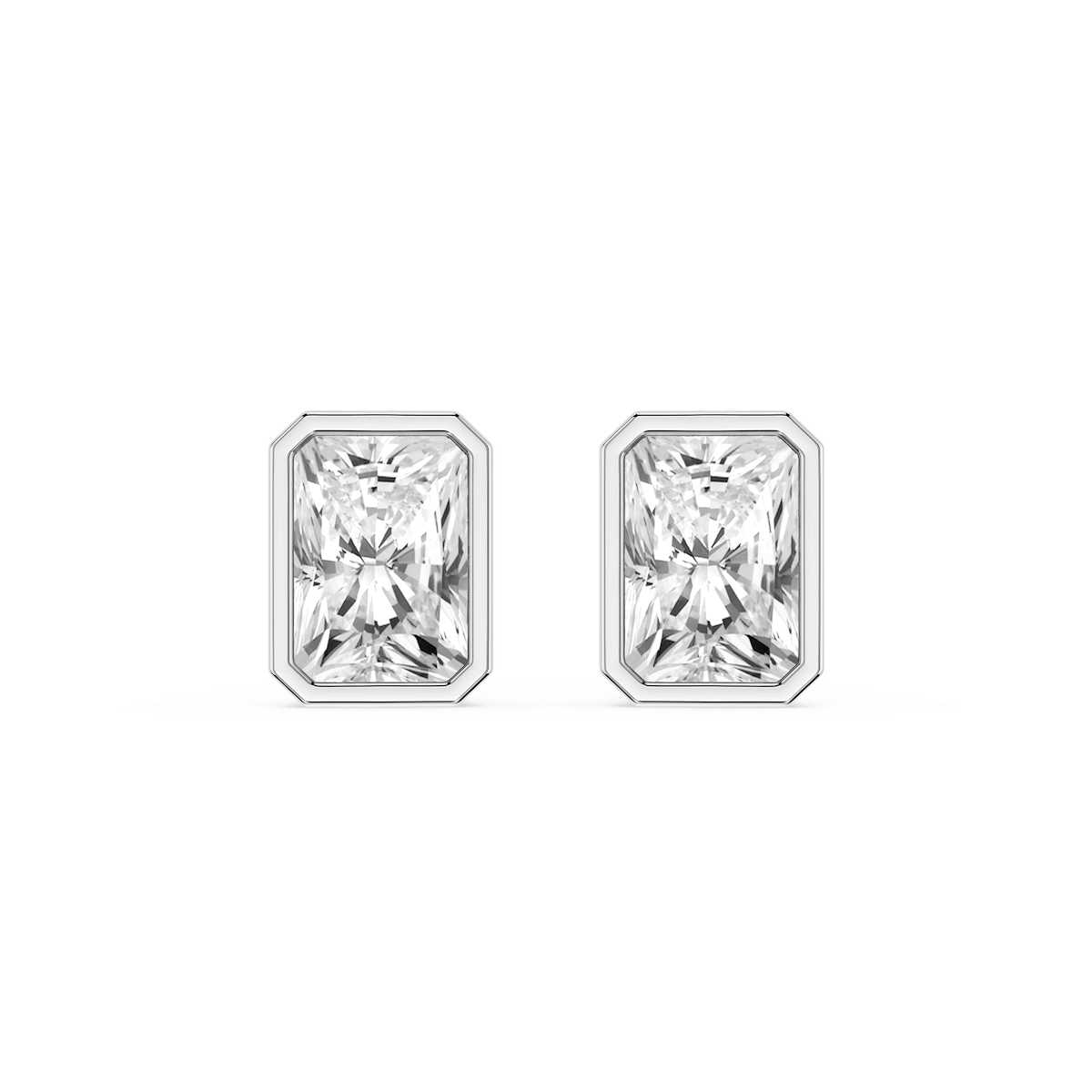Radiant Lab Grown Diamond Bezel Set Stud Earrings