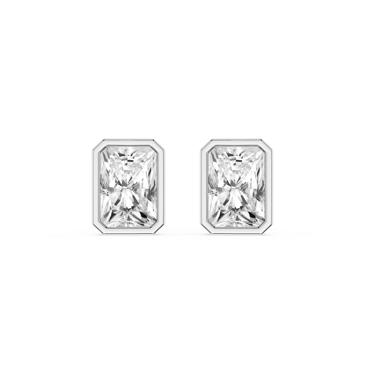 Radiant Lab Grown Diamond Bezel Set Stud Earrings