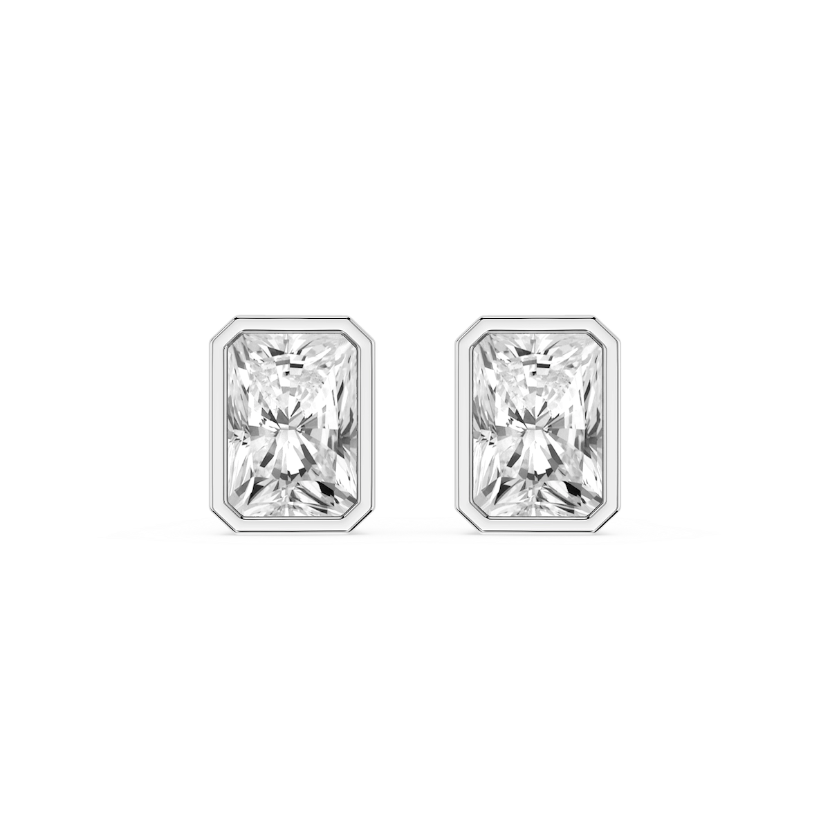 Radiant Lab Grown Diamond Bezel Set Stud Earrings