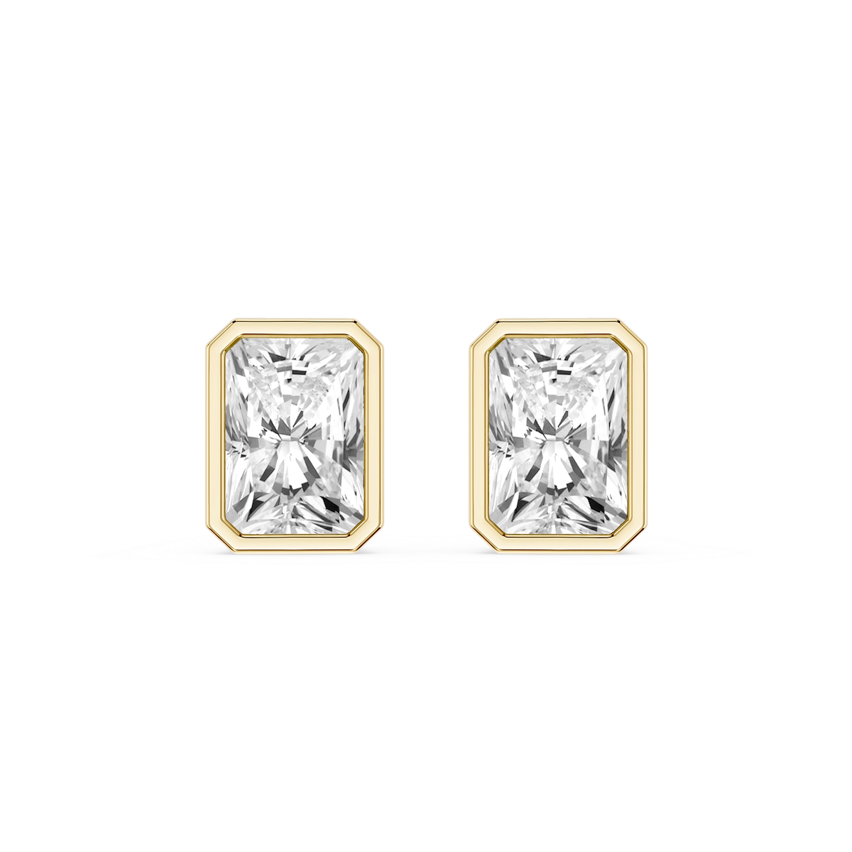 Radiant Lab Grown Diamond Bezel Set Stud Earrings