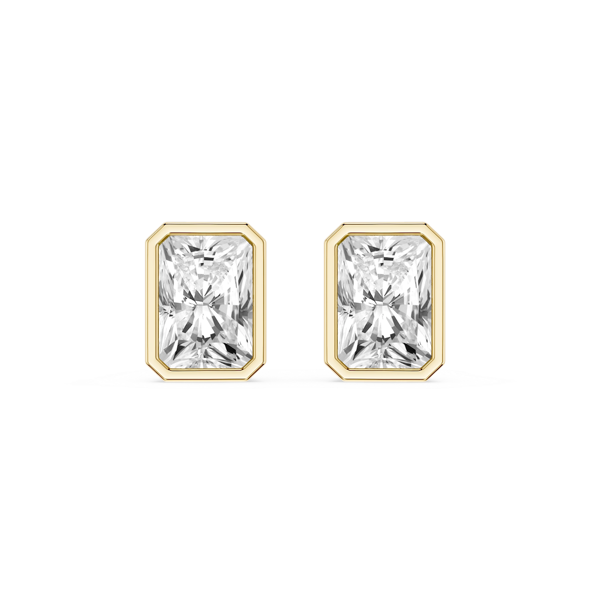 Radiant Lab Grown Diamond Bezel Set Stud Earrings