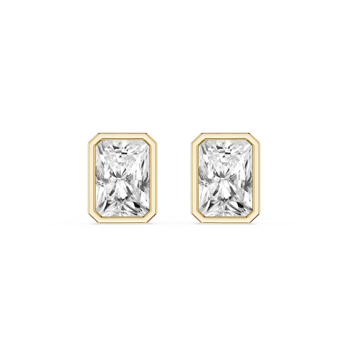 Radiant Lab Grown Diamond Bezel Set Stud Earrings