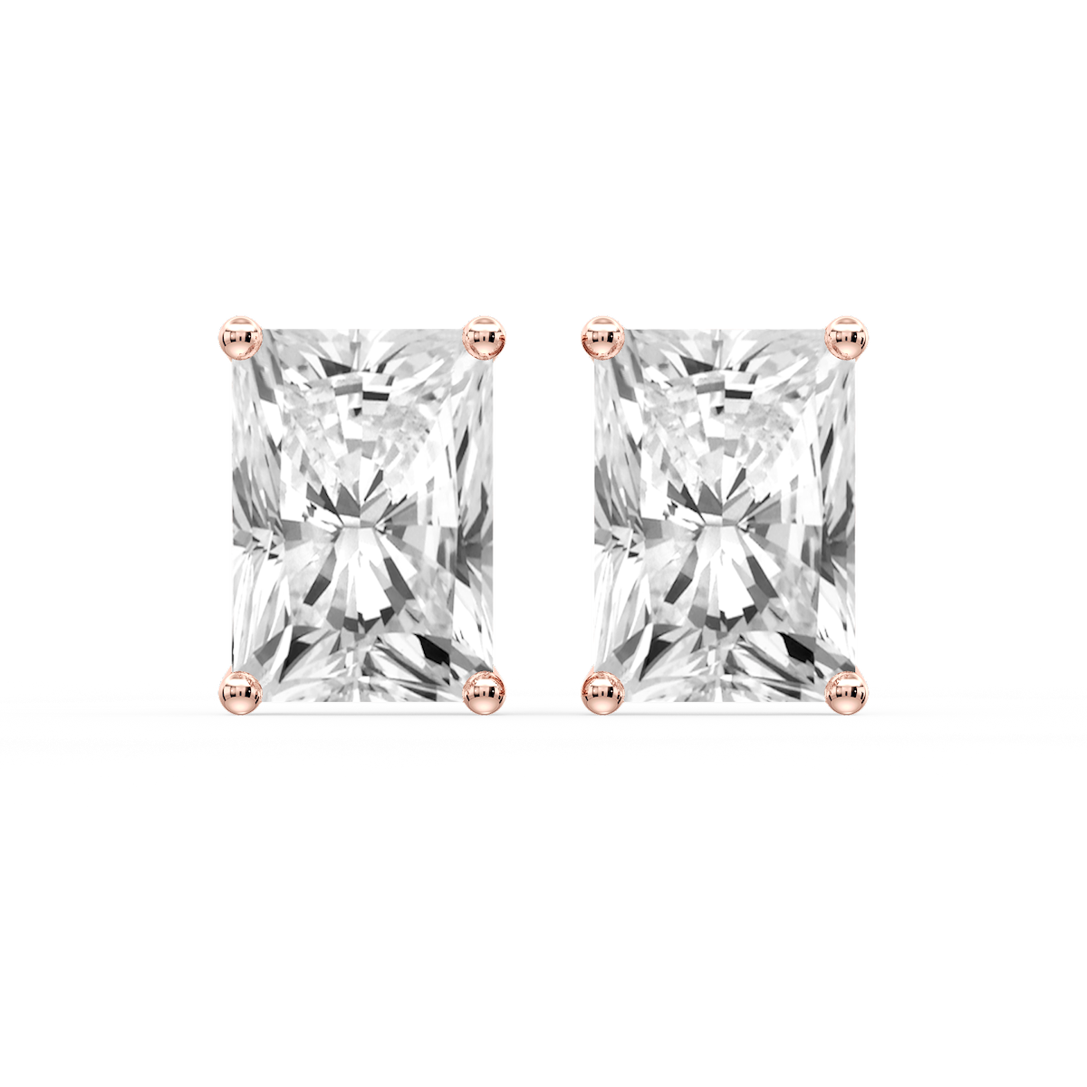 Radiant Certified Lab Grown Diamond Classic Four Prong Guardian Back Stud Earrings