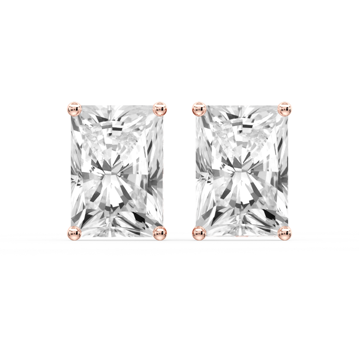 Radiant Certified Lab Grown Diamond Classic Four Prong Guardian Back Stud Earrings