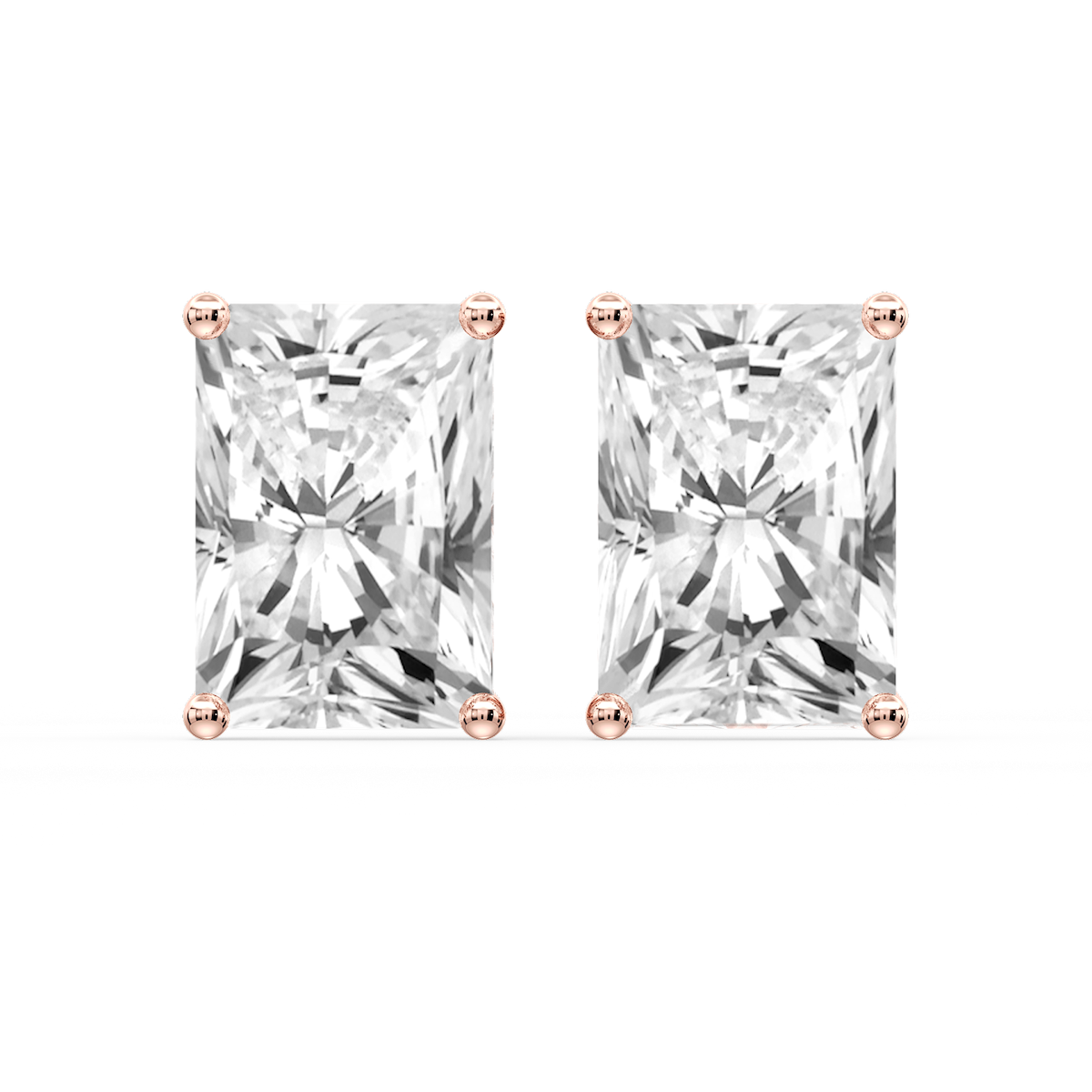 Radiant Certified Lab Grown Diamond Classic Four Prong Guardian Back Stud Earrings