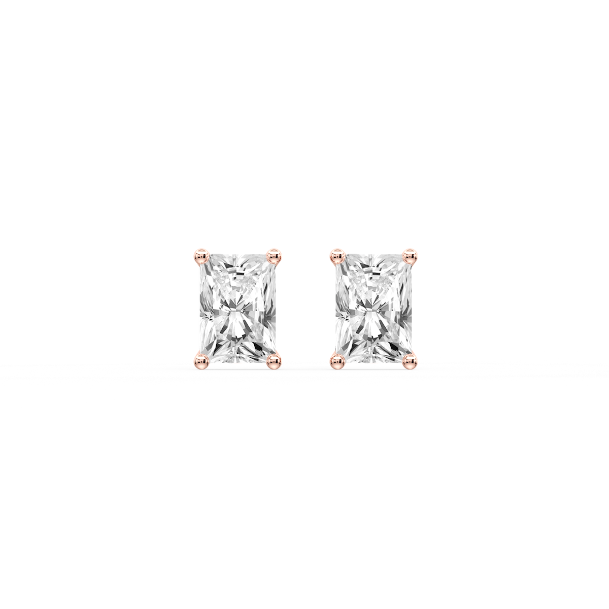 Radiant Certified Lab Grown Diamond Classic Four Prong Guardian Back Stud Earrings