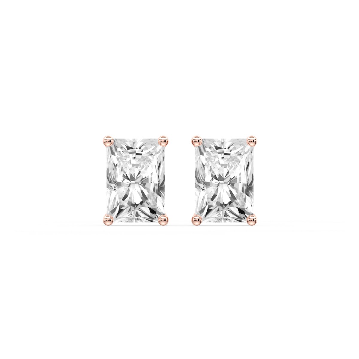 Radiant Certified Lab Grown Diamond Classic Four Prong Guardian Back Stud Earrings