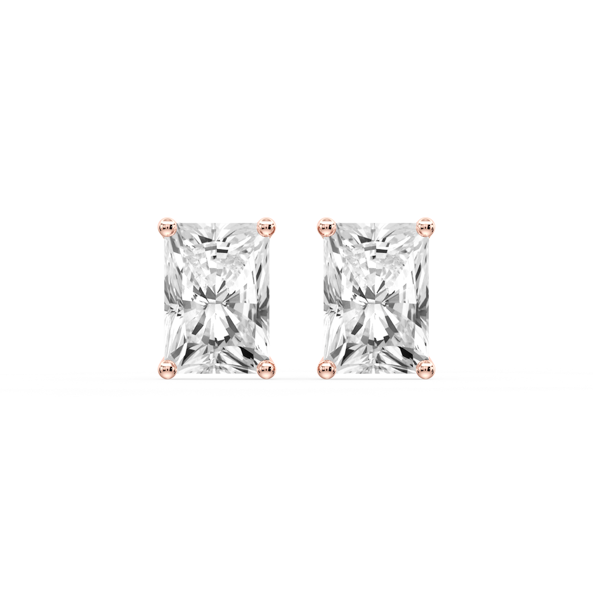 Radiant Certified Lab Grown Diamond Classic Four Prong Guardian Back Stud Earrings
