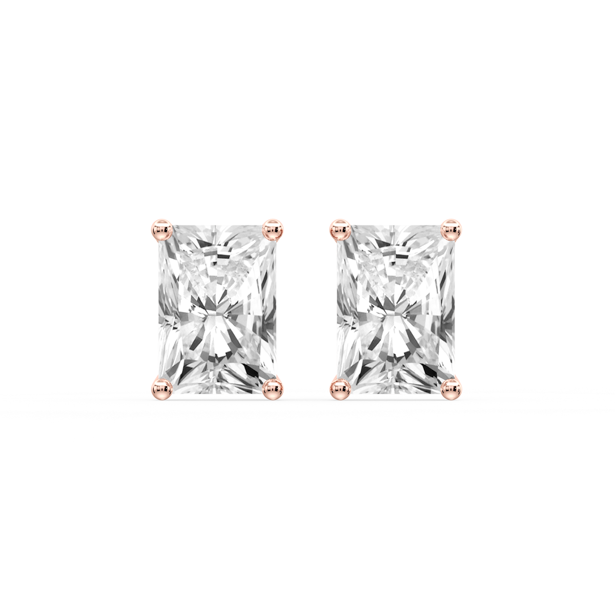 Radiant Certified Lab Grown Diamond Classic Four Prong Guardian Back Stud Earrings