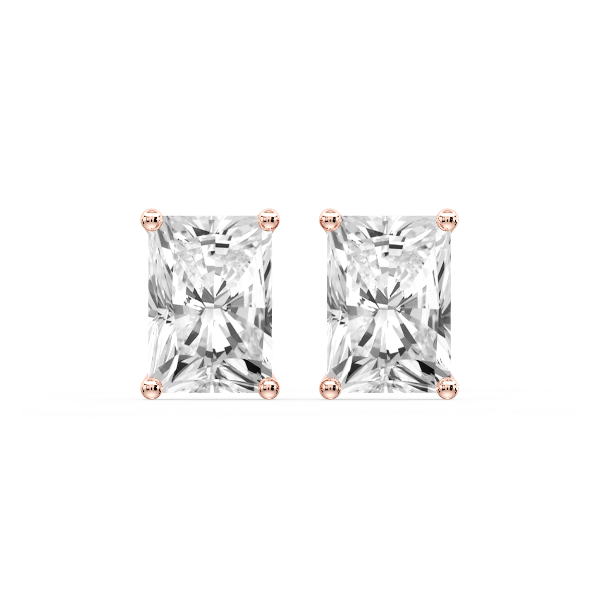Radiant Certified Lab Grown Diamond Classic Four Prong Guardian Back Stud Earrings