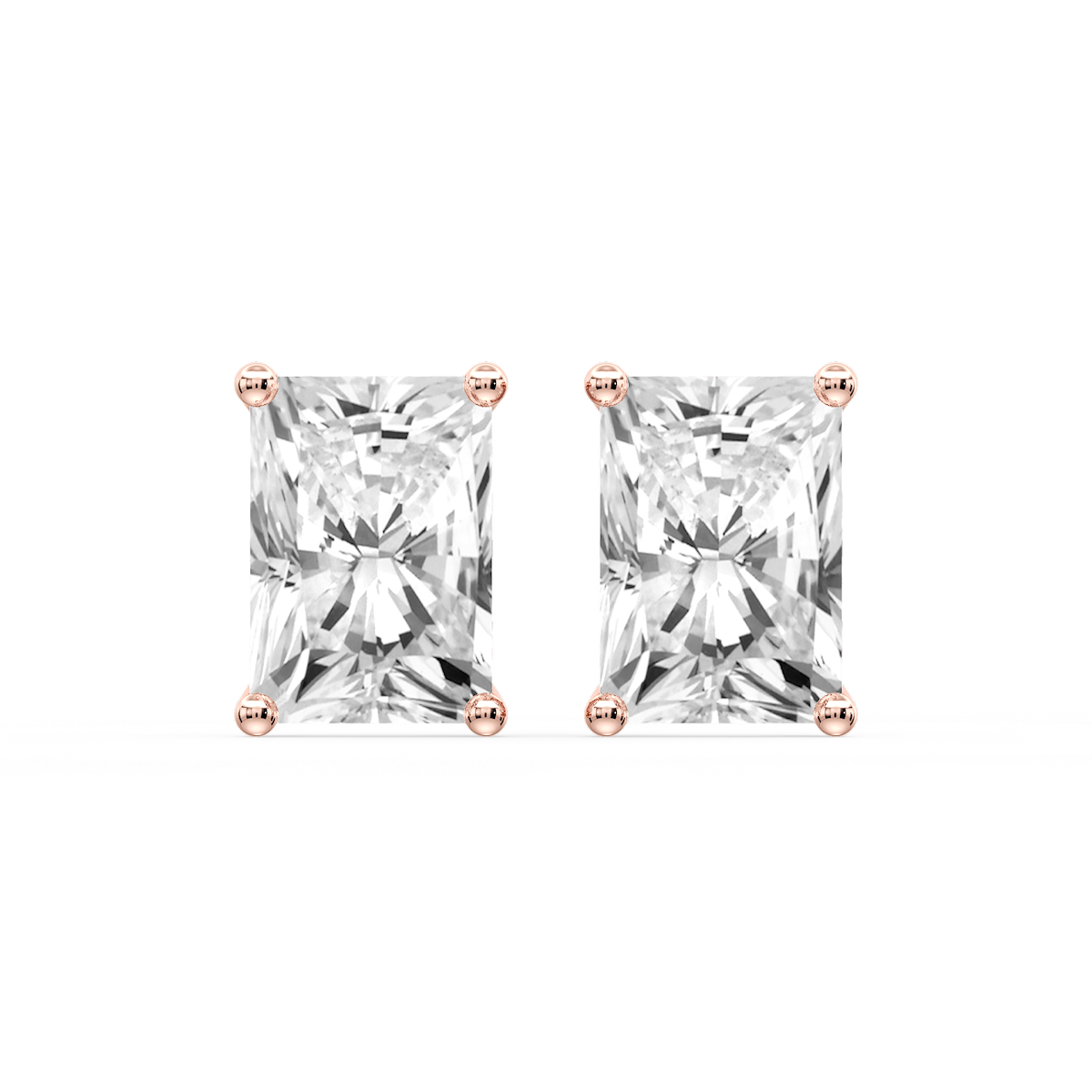 Radiant Certified Lab Grown Diamond Classic Four Prong Guardian Back Stud Earrings
