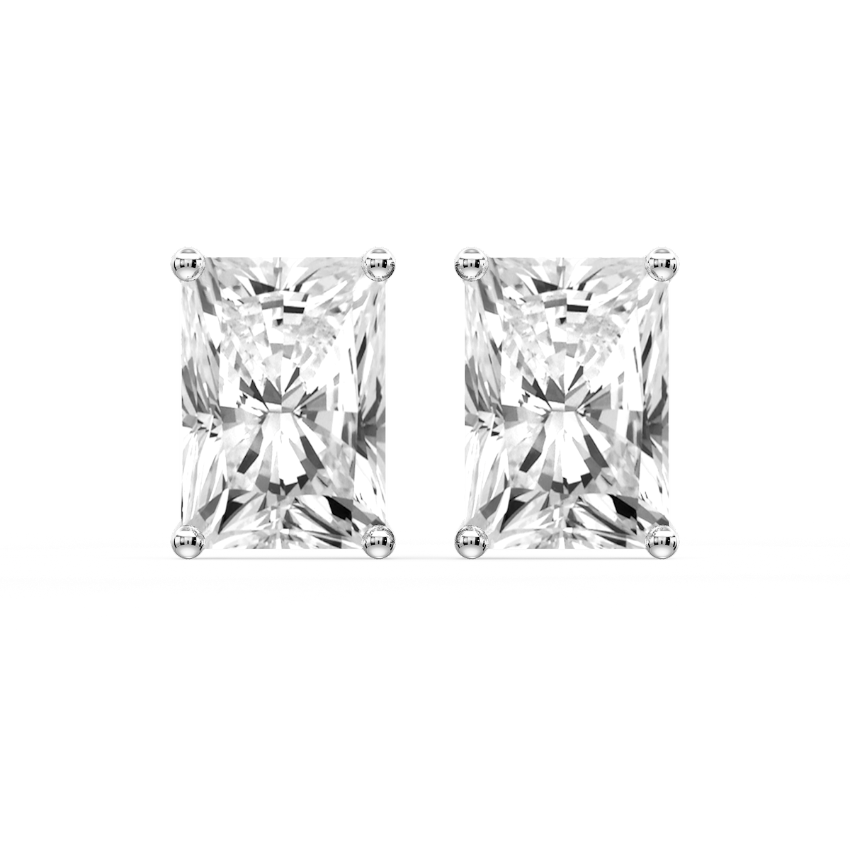 Radiant Certified Lab Grown Diamond Classic Four Prong Guardian Back Stud Earrings