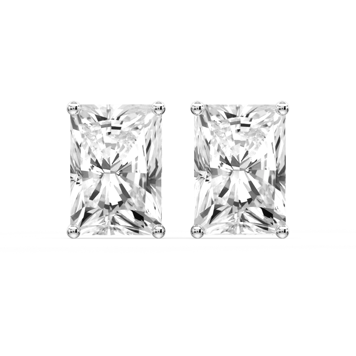 Radiant Certified Lab Grown Diamond Classic Four Prong Guardian Back Stud Earrings