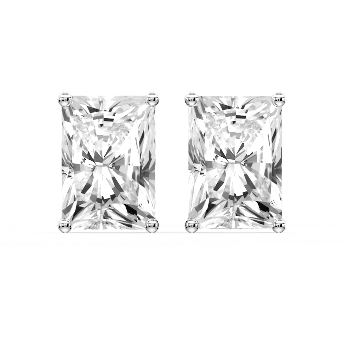 Radiant Certified Lab Grown Diamond Classic Four Prong Guardian Back Stud Earrings