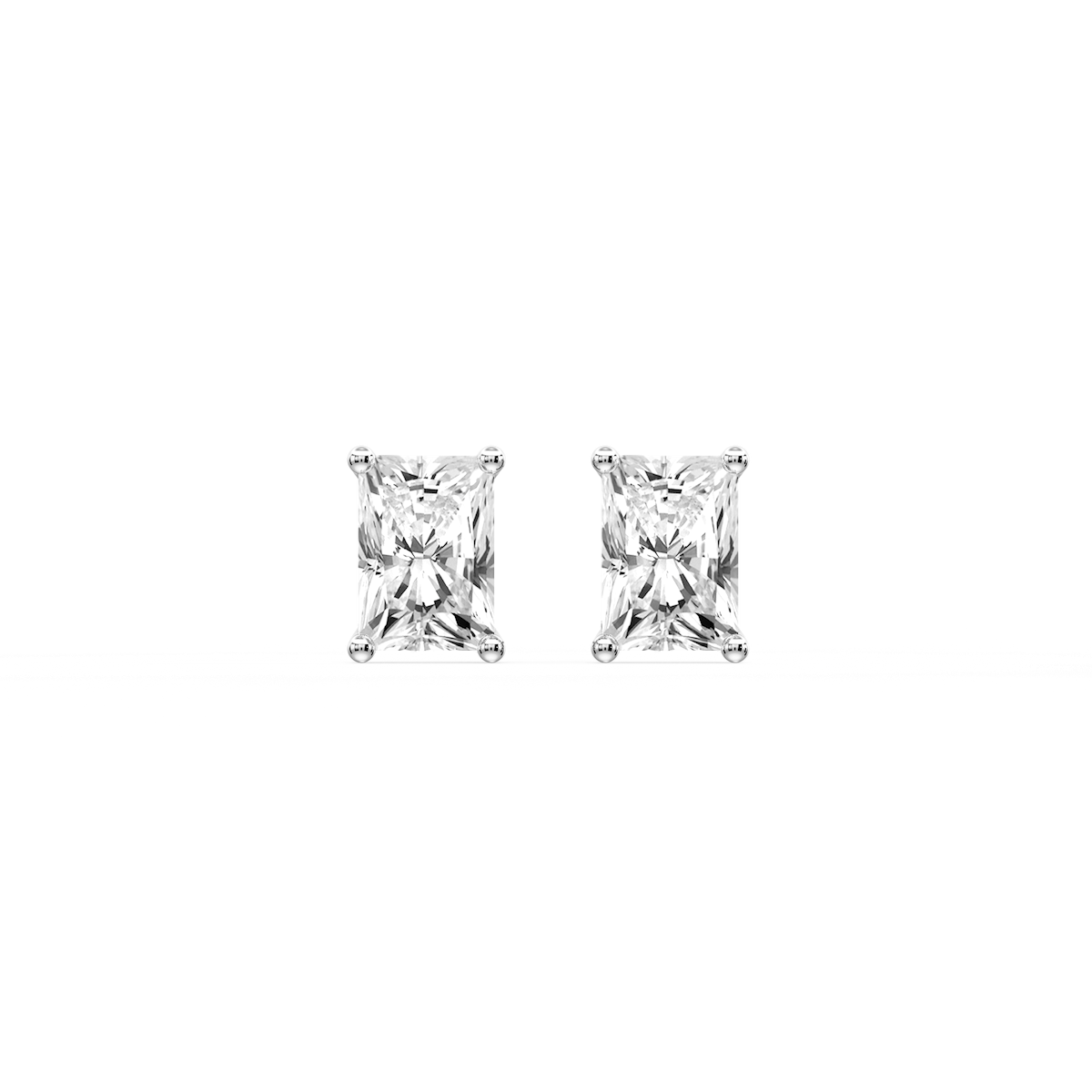Radiant Certified Lab Grown Diamond Classic Four Prong Guardian Back Stud Earrings