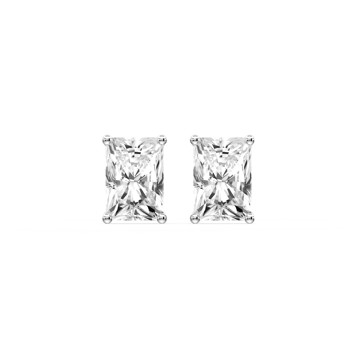 Radiant Certified Lab Grown Diamond Classic Four Prong Guardian Back Stud Earrings