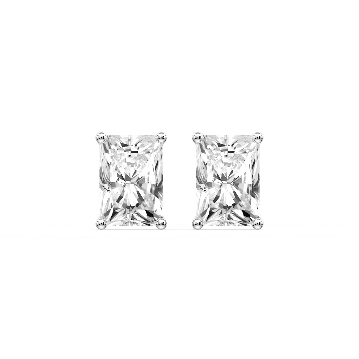 Radiant Certified Lab Grown Diamond Classic Four Prong Guardian Back Stud Earrings