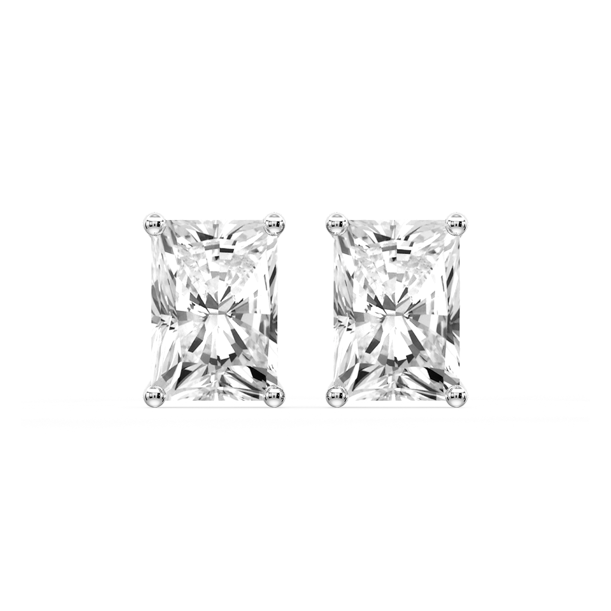 Radiant Certified Lab Grown Diamond Classic Four Prong Guardian Back Stud Earrings