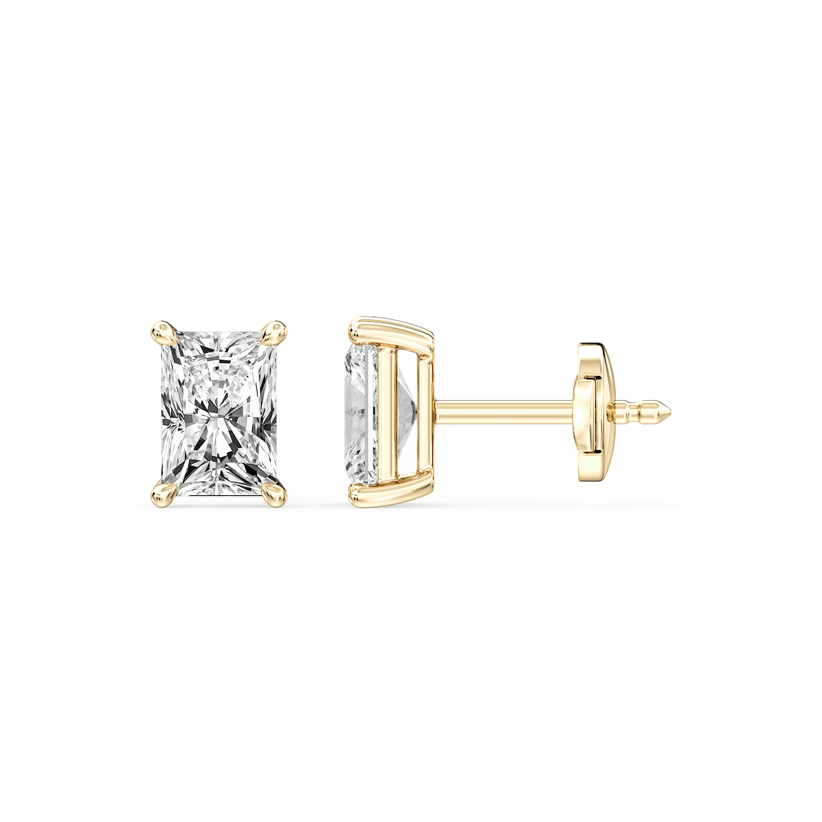 Radiant Certified Lab Grown Diamond Claw Prong Guardian Back Stud Earrings