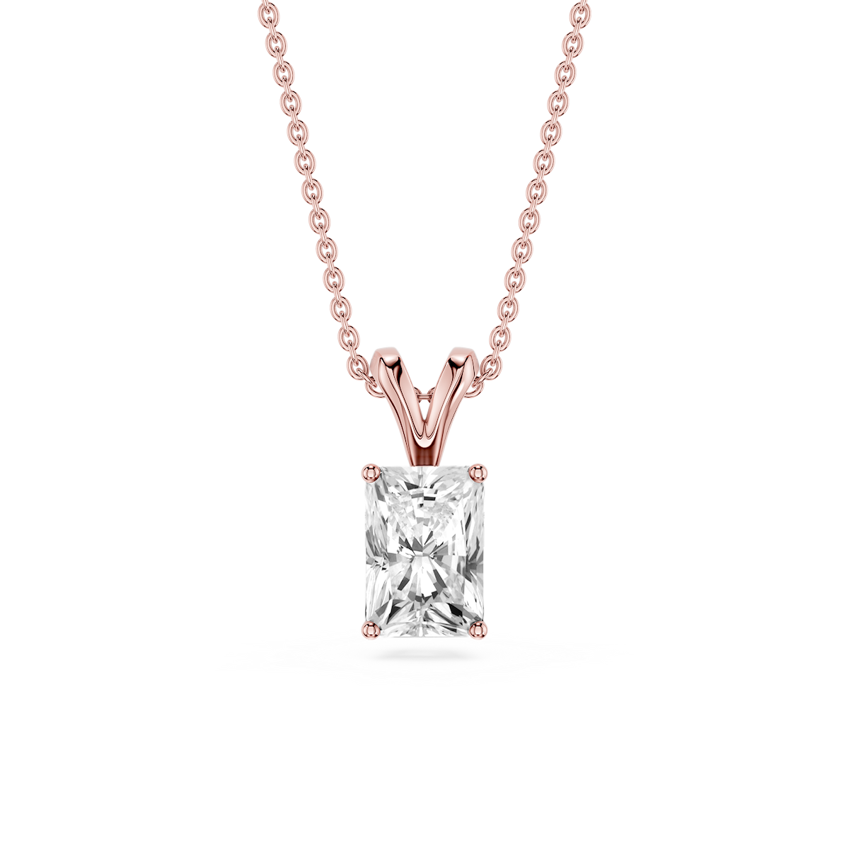 Radiant Lab Grown Diamond Double Bail Pendant - 16 to 18 Inches