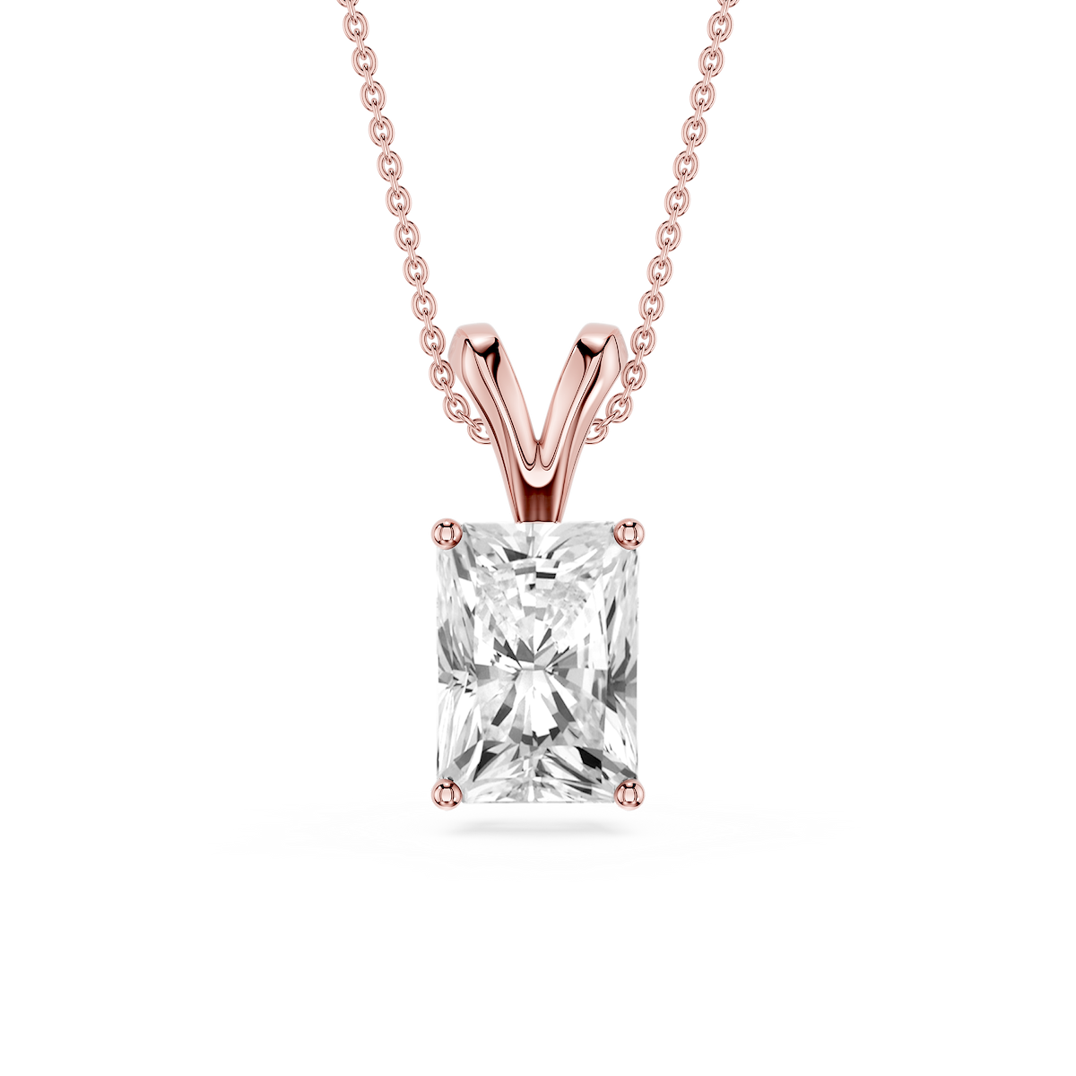 Radiant Lab Grown Diamond Double Bail Pendant - 16 to 18 Inches