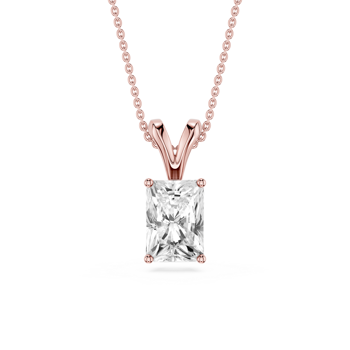 Radiant Lab Grown Diamond Double Bail Pendant - 16 to 18 Inches