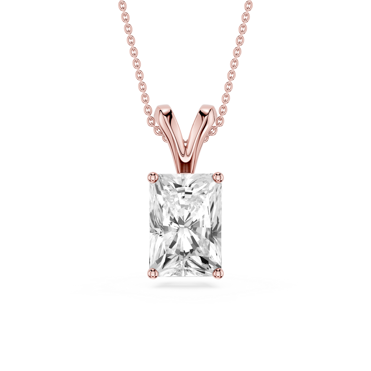 Radiant Lab Grown Diamond Double Bail Pendant - 16 to 18 Inches