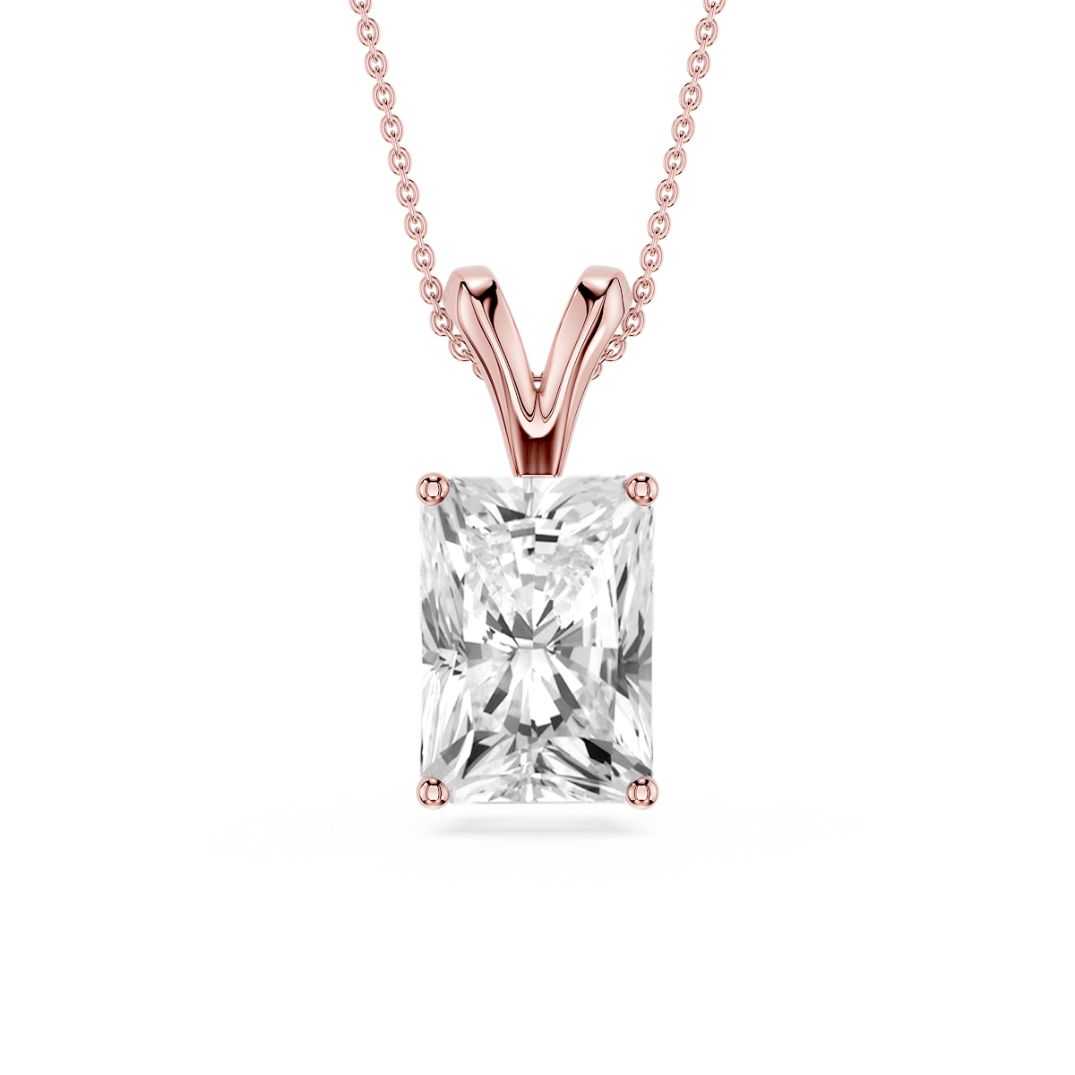 Radiant Lab Grown Diamond Double Bail Pendant - 16 to 18 Inches