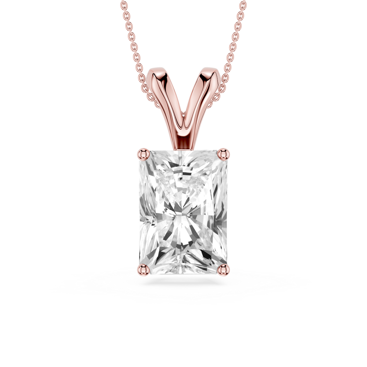 Radiant Lab Grown Diamond Double Bail Pendant - 16 to 18 Inches