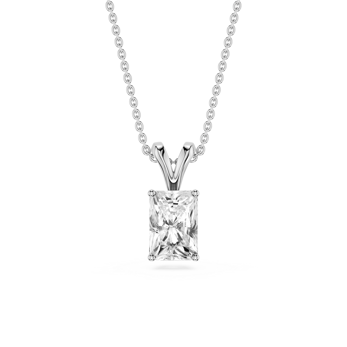 Radiant Lab Grown Diamond Double Bail Pendant - 16 to 18 Inches