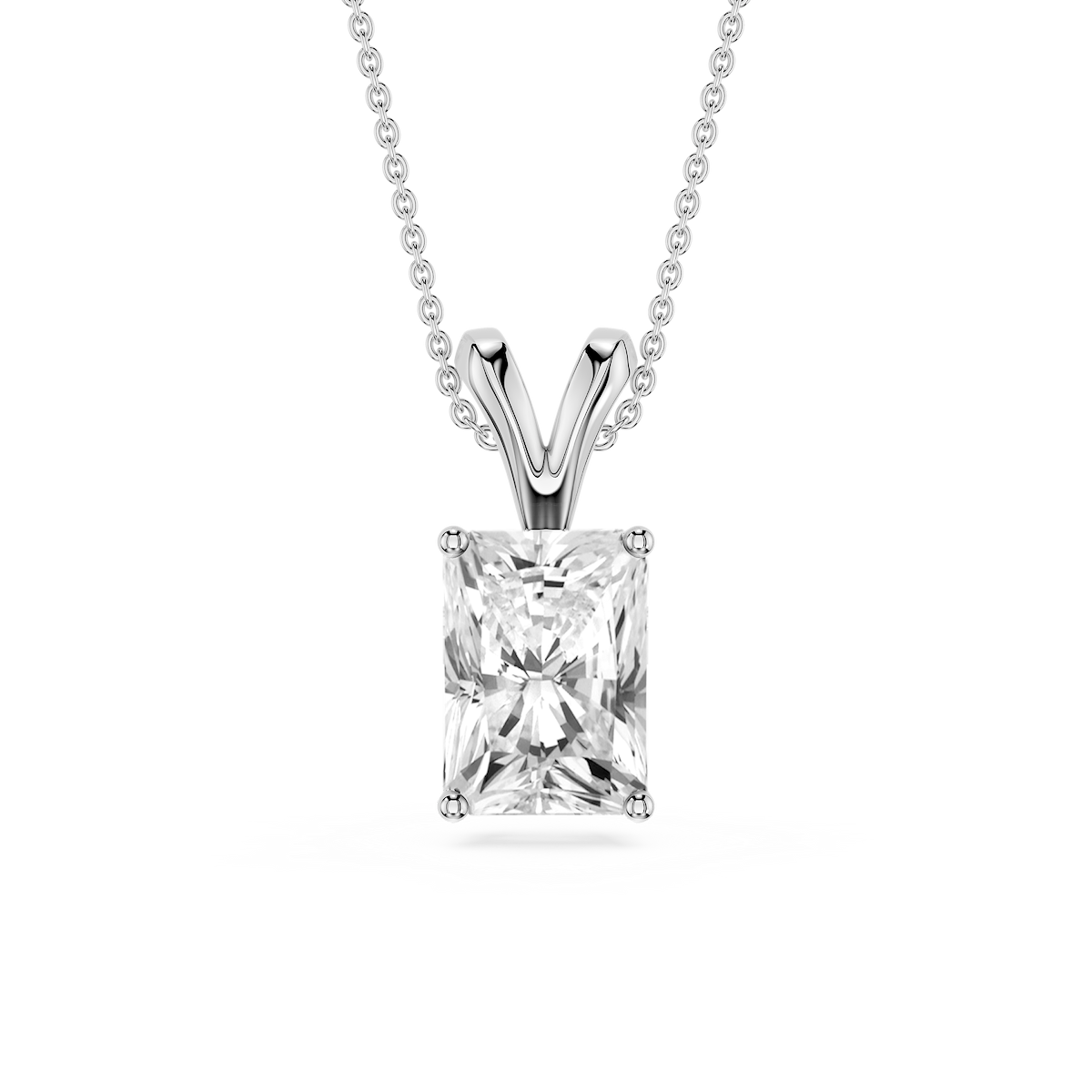 Radiant Lab Grown Diamond Double Bail Pendant - 16 to 18 Inches
