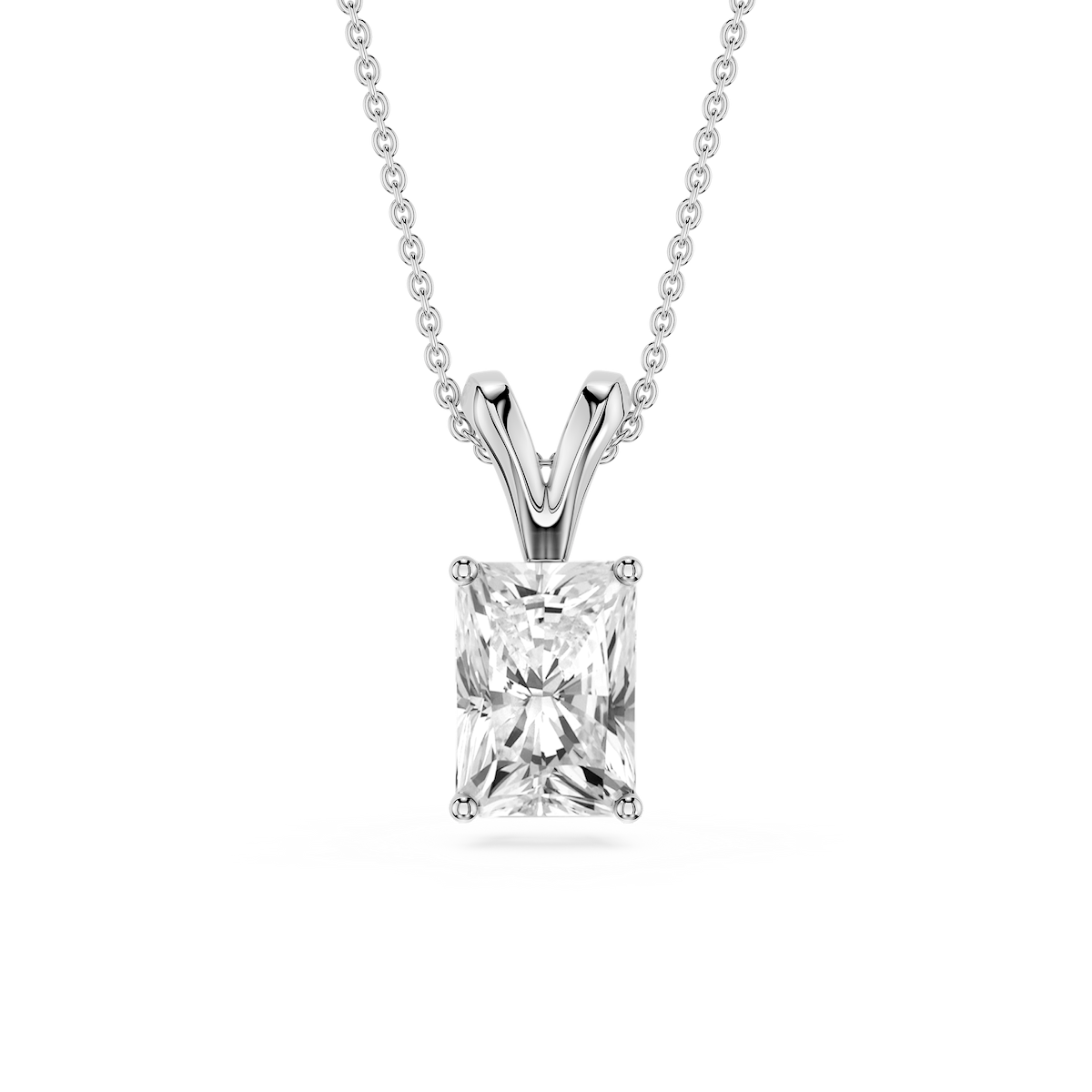 Radiant Lab Grown Diamond Double Bail Pendant - 16 to 18 Inches