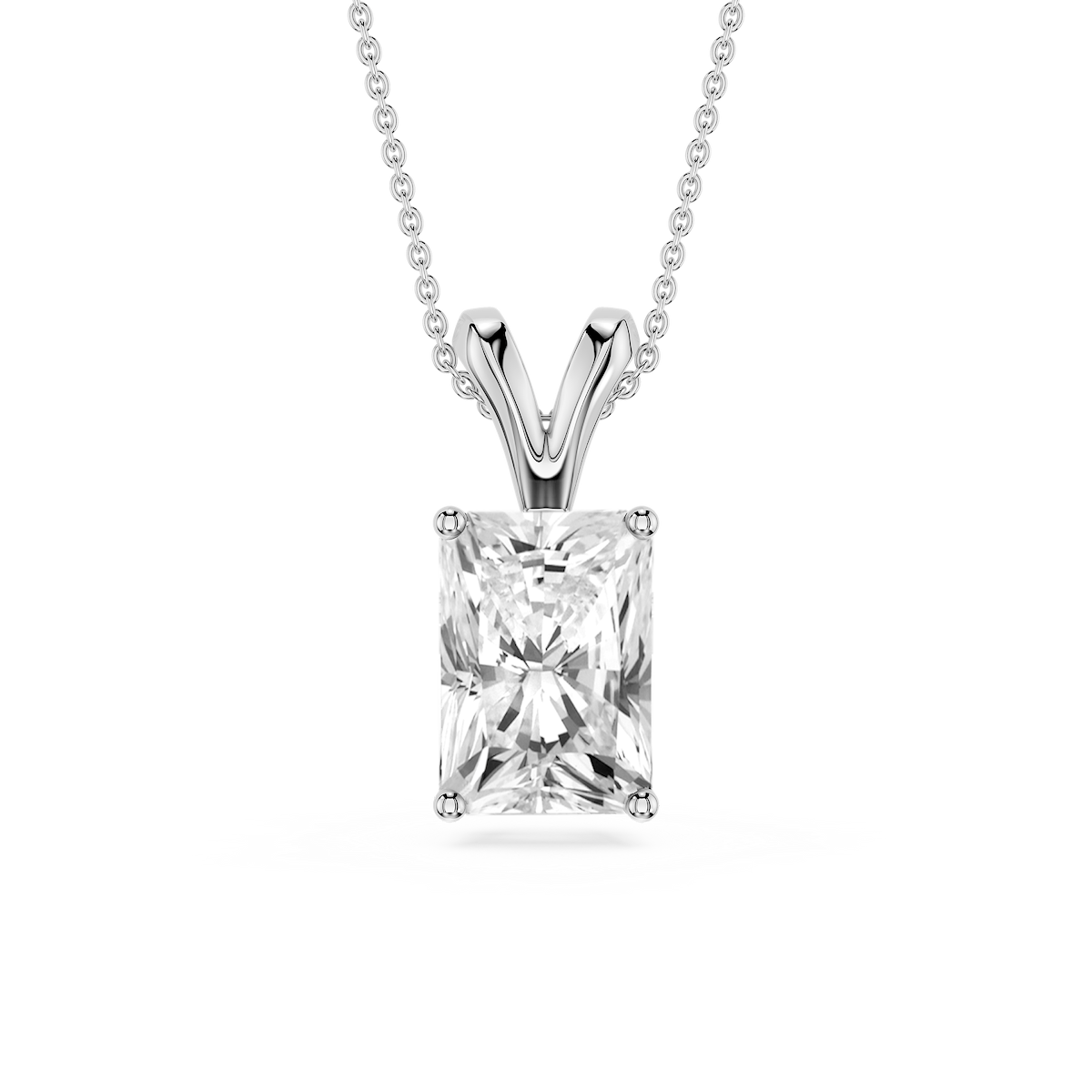 Radiant Lab Grown Diamond Double Bail Pendant - 16 to 18 Inches