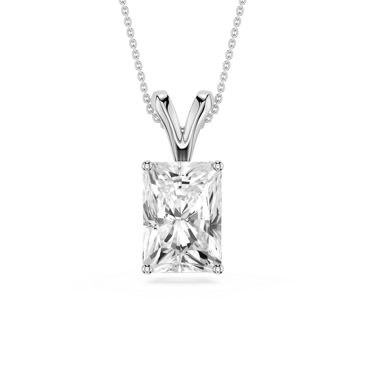 Radiant Lab Grown Diamond Double Bail Pendant - 16 to 18 Inches